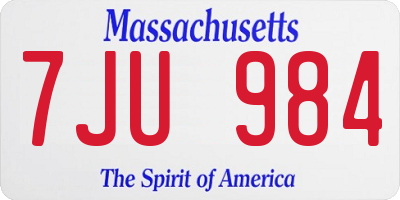 MA license plate 7JU984