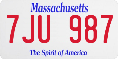 MA license plate 7JU987