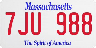MA license plate 7JU988