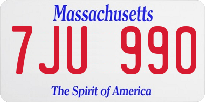 MA license plate 7JU990