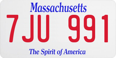 MA license plate 7JU991
