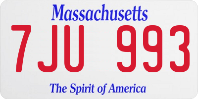 MA license plate 7JU993