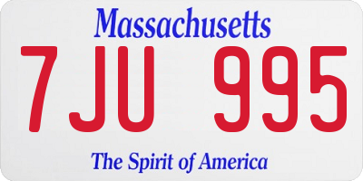 MA license plate 7JU995
