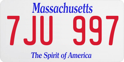 MA license plate 7JU997