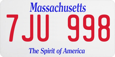 MA license plate 7JU998