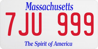 MA license plate 7JU999
