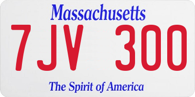 MA license plate 7JV300