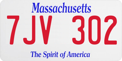 MA license plate 7JV302