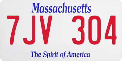 MA license plate 7JV304