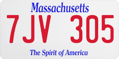 MA license plate 7JV305