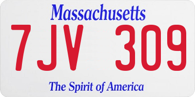 MA license plate 7JV309