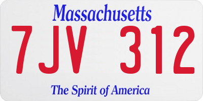MA license plate 7JV312