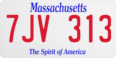 MA license plate 7JV313