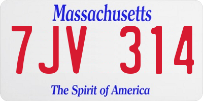 MA license plate 7JV314