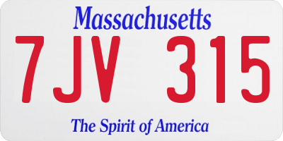 MA license plate 7JV315