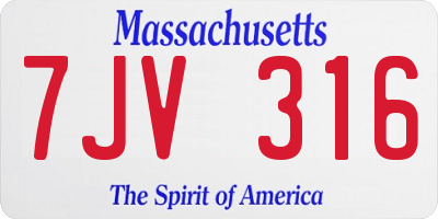 MA license plate 7JV316