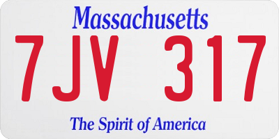 MA license plate 7JV317