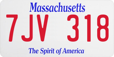 MA license plate 7JV318
