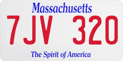 MA license plate 7JV320