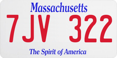 MA license plate 7JV322