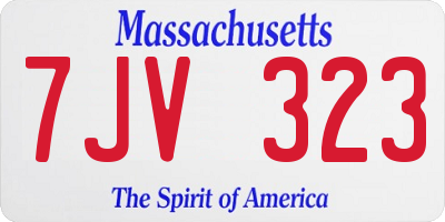 MA license plate 7JV323