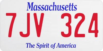MA license plate 7JV324
