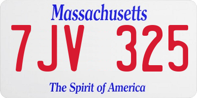 MA license plate 7JV325
