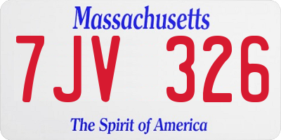 MA license plate 7JV326