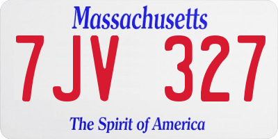 MA license plate 7JV327