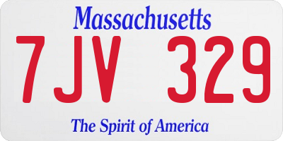 MA license plate 7JV329