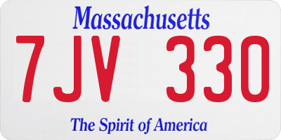 MA license plate 7JV330