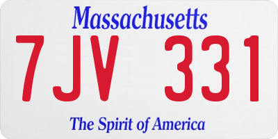 MA license plate 7JV331