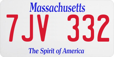 MA license plate 7JV332