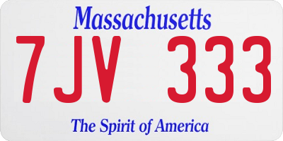 MA license plate 7JV333