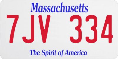 MA license plate 7JV334