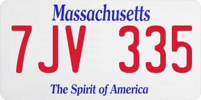 MA license plate 7JV335