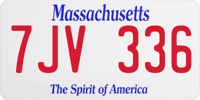 MA license plate 7JV336
