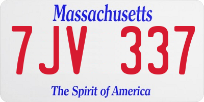 MA license plate 7JV337