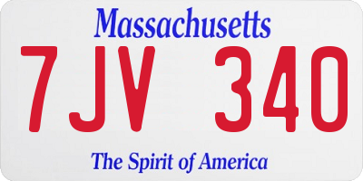 MA license plate 7JV340