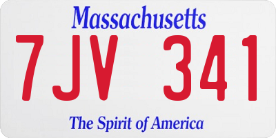 MA license plate 7JV341