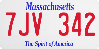 MA license plate 7JV342
