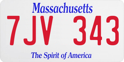 MA license plate 7JV343