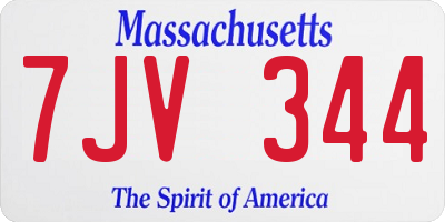 MA license plate 7JV344