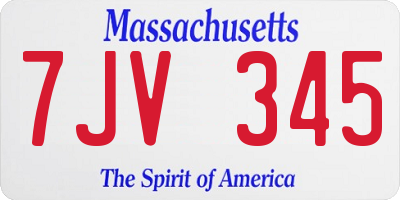 MA license plate 7JV345