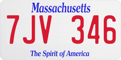 MA license plate 7JV346