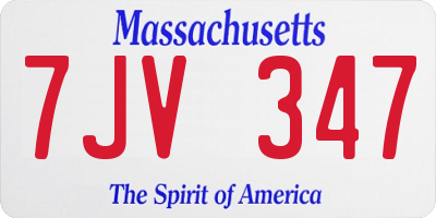 MA license plate 7JV347