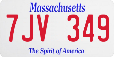 MA license plate 7JV349