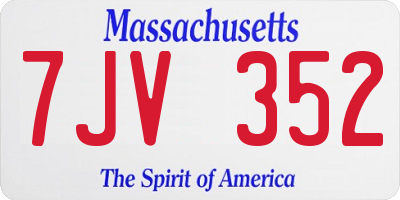 MA license plate 7JV352