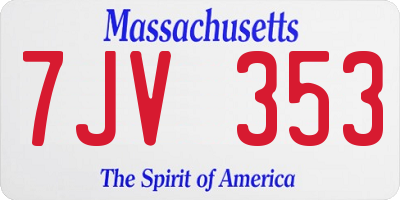 MA license plate 7JV353