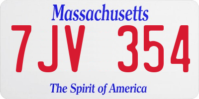 MA license plate 7JV354